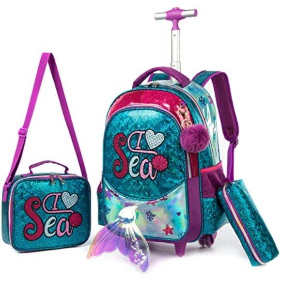 Other - New Mermaid Rolling Backpack for Girls Backpacks with Wheels